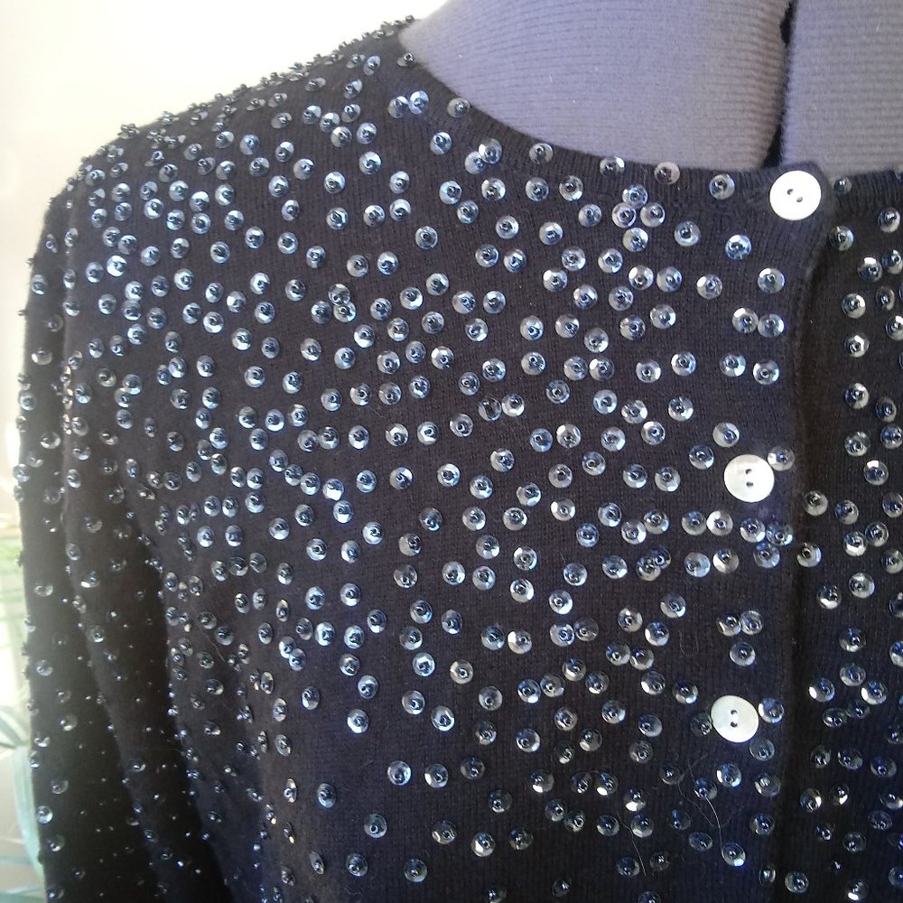 Joseph A. Girl's Angora/Cashmere Sequined Cardigan - Picture 3 of 9
